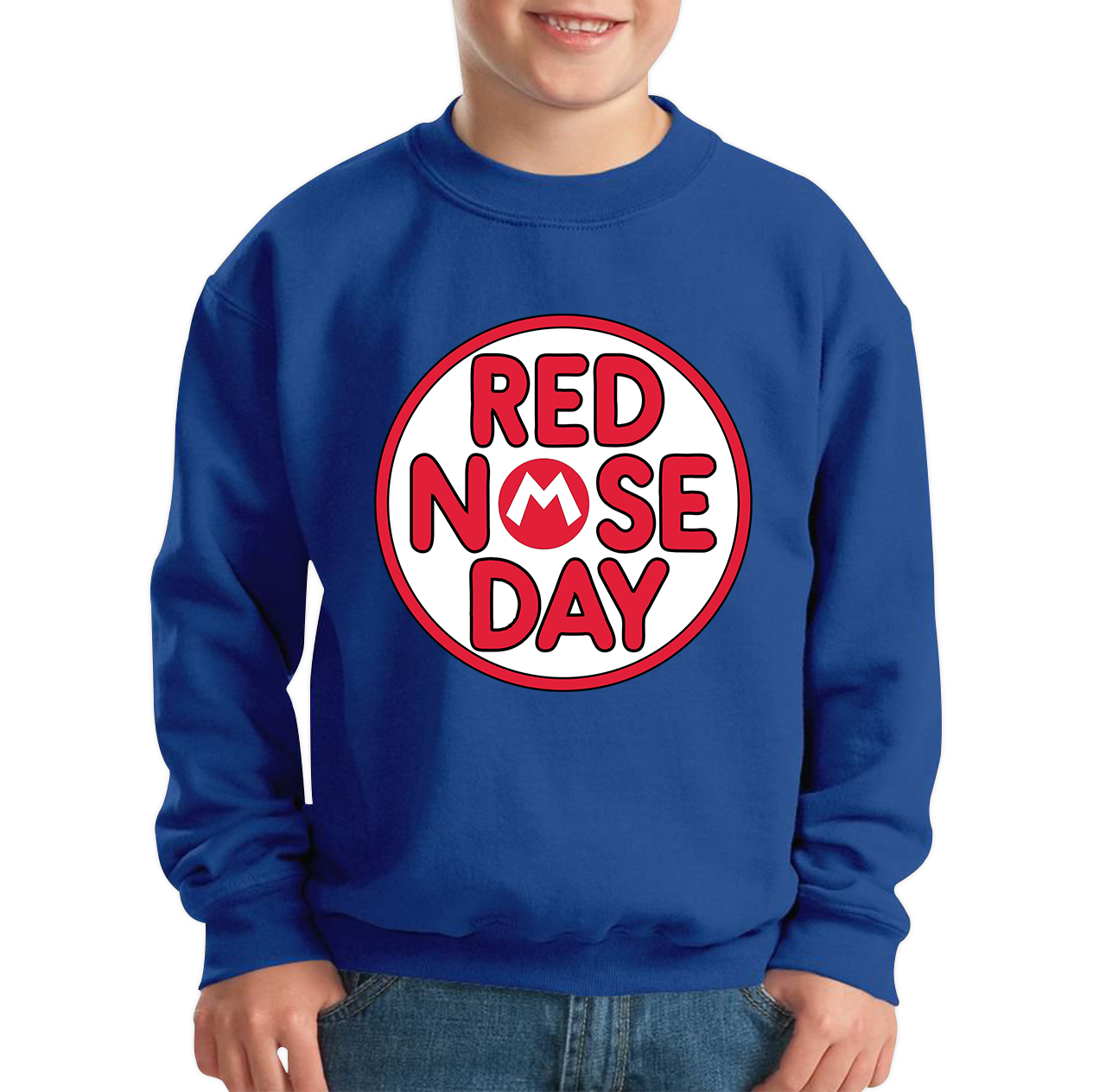 Super Mario Red Nose Day Kids Sweatshirt. 50% Goes To Charity