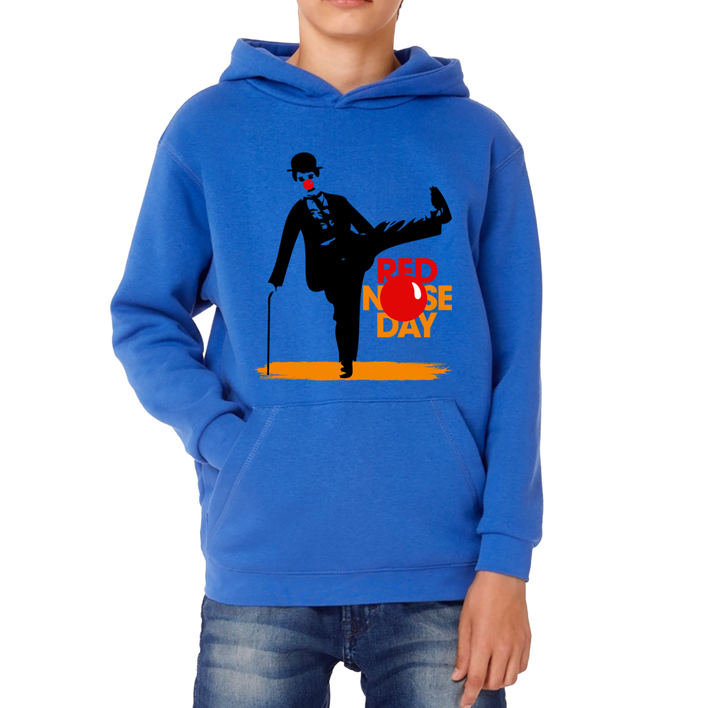 Charlie Chaplin Funny Red Nose Day Kids Hoodie. 50% Goes To Charity