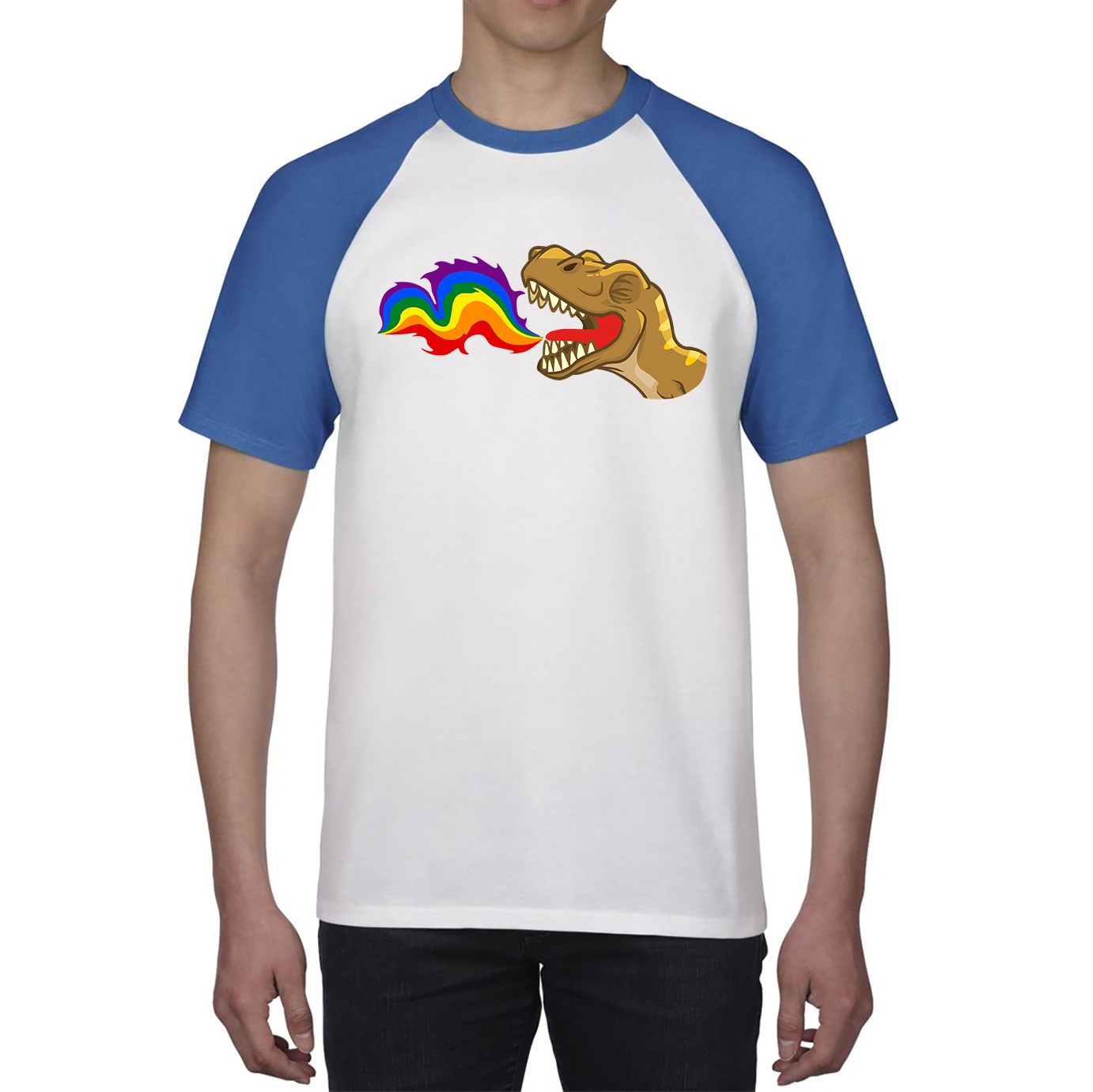 LGBT T-Rex Dinosaur Pride Lgbt Dino Rainbow Fire Baseball T Shirt