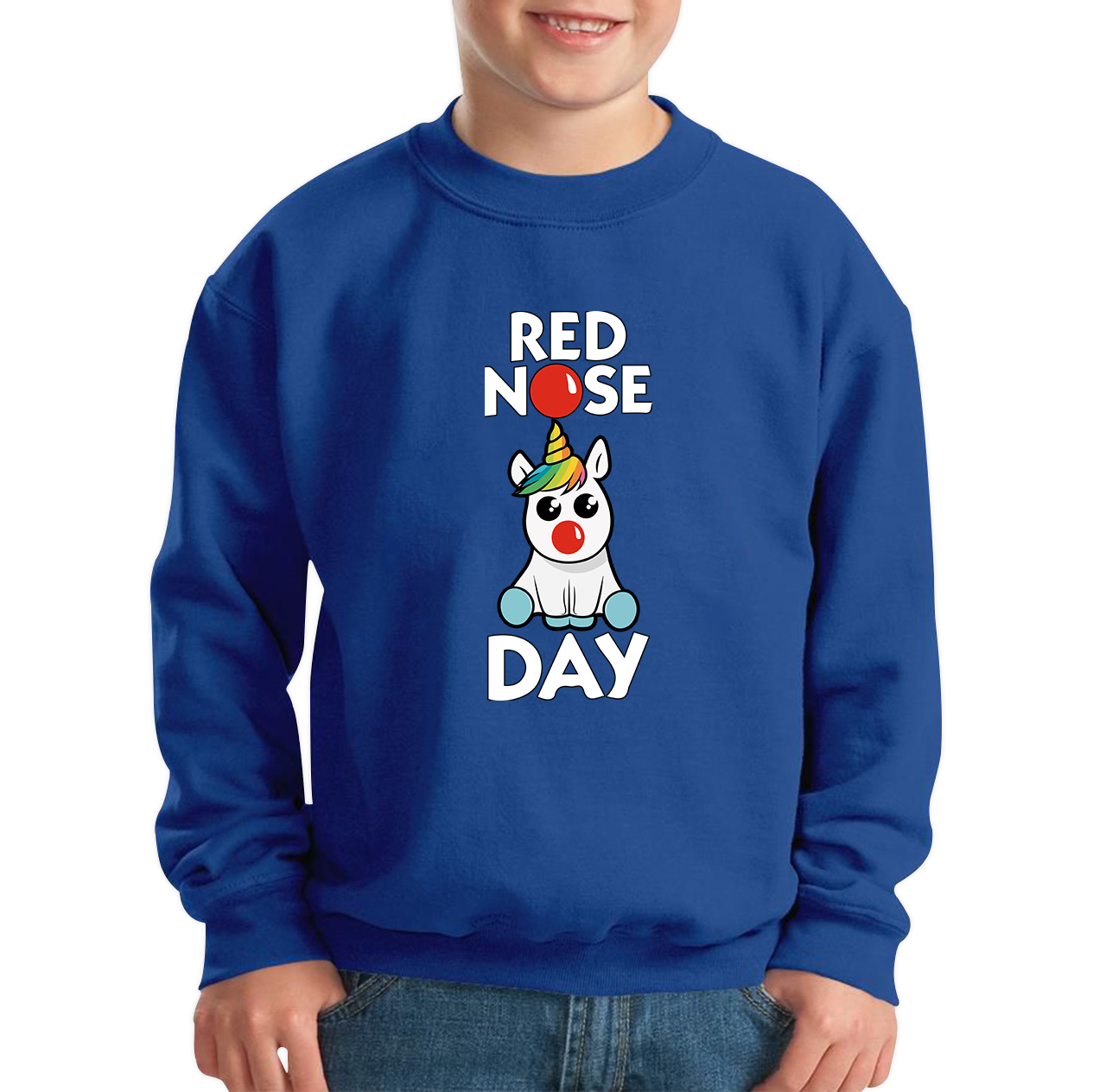 Disney Rainbow Baby Unicorn Red Nose Day Kids Sweatshirt. 50% Goes To Charity