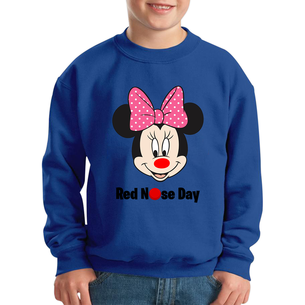 Disney Minnie Mouse Red Nose Day Kids Sweatshirt. 50% Goes To Charity