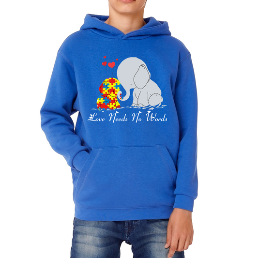 Love Needs No Words Elephant Autism Awareness Hoodie