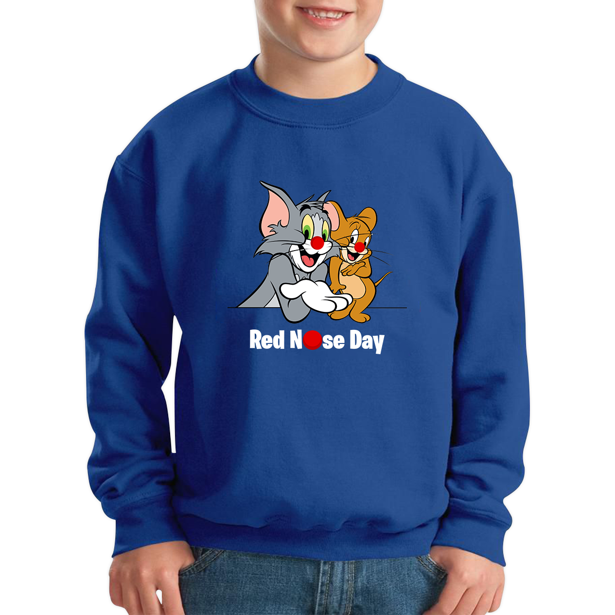 Tom And Jerry Red Nose Day Kids Sweatshirt. 50% Goes To Charity