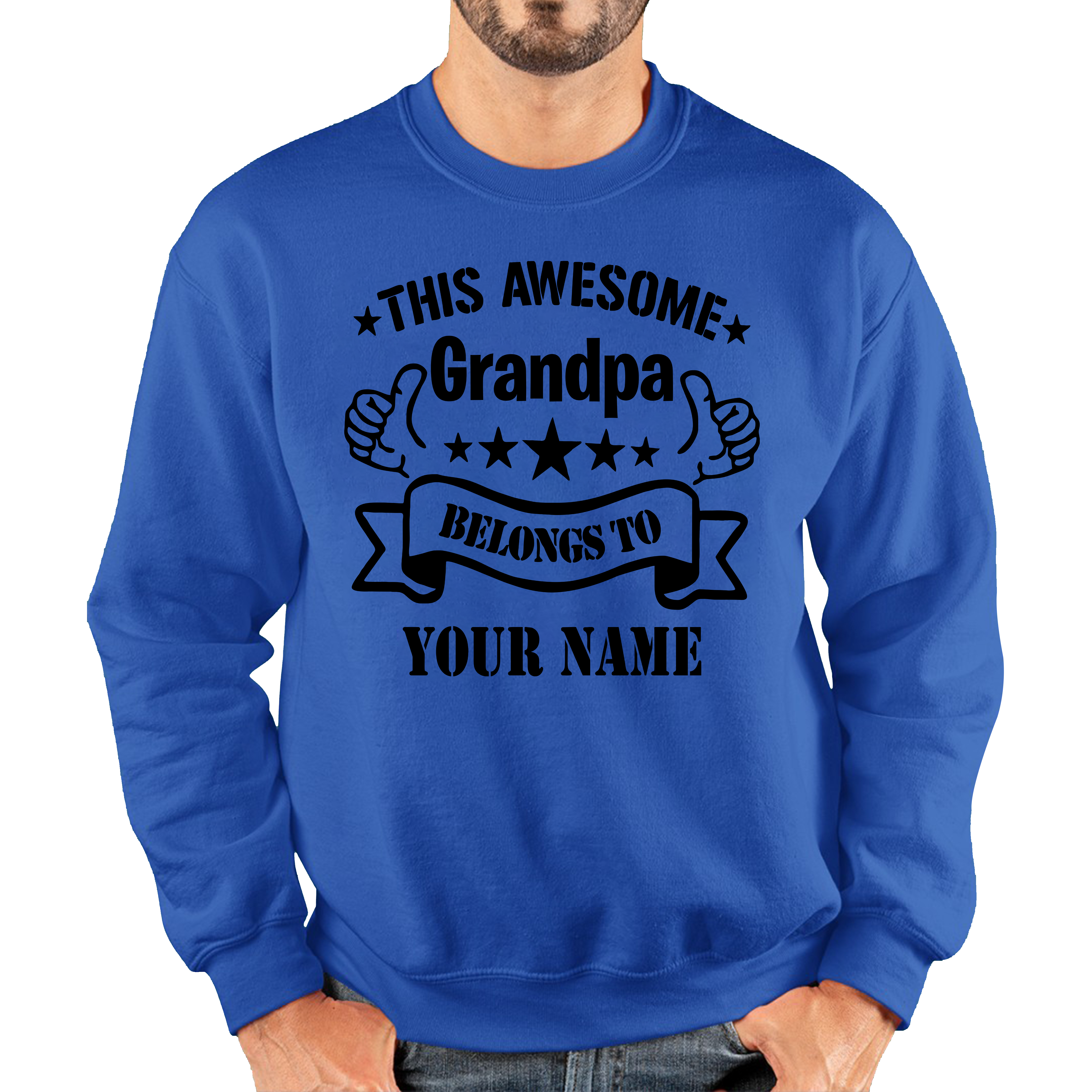Personalised This Awesome Grandpa Belongs To Your Name Jumper Father's day Gift For Grandpa Unisex Sweatshirt
