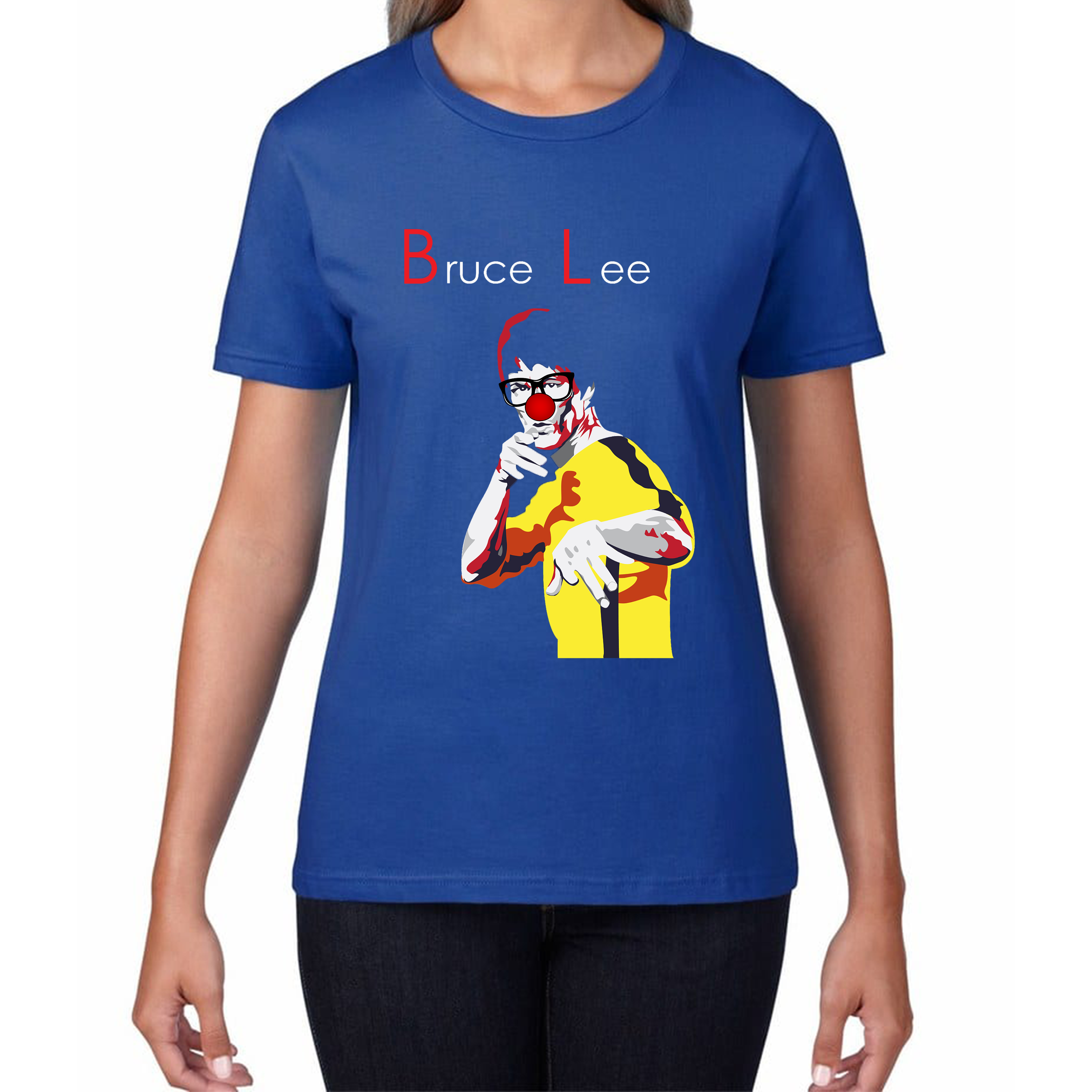 Bruce Lee Red Nose Day Ladies T Shirt. 50% Goes To Charity