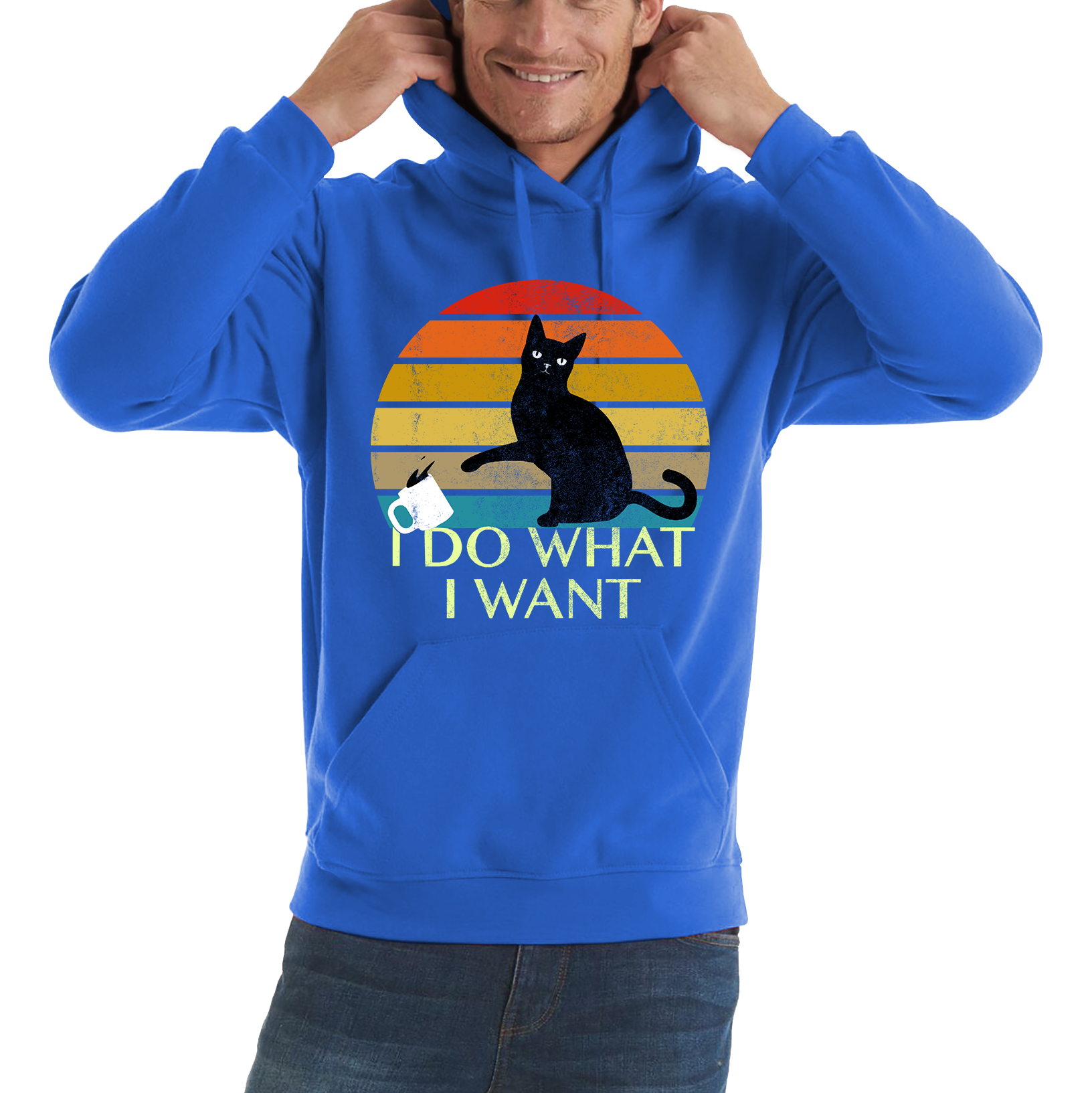 Black Cat I Do What I Want Vintage Adult Hoodie