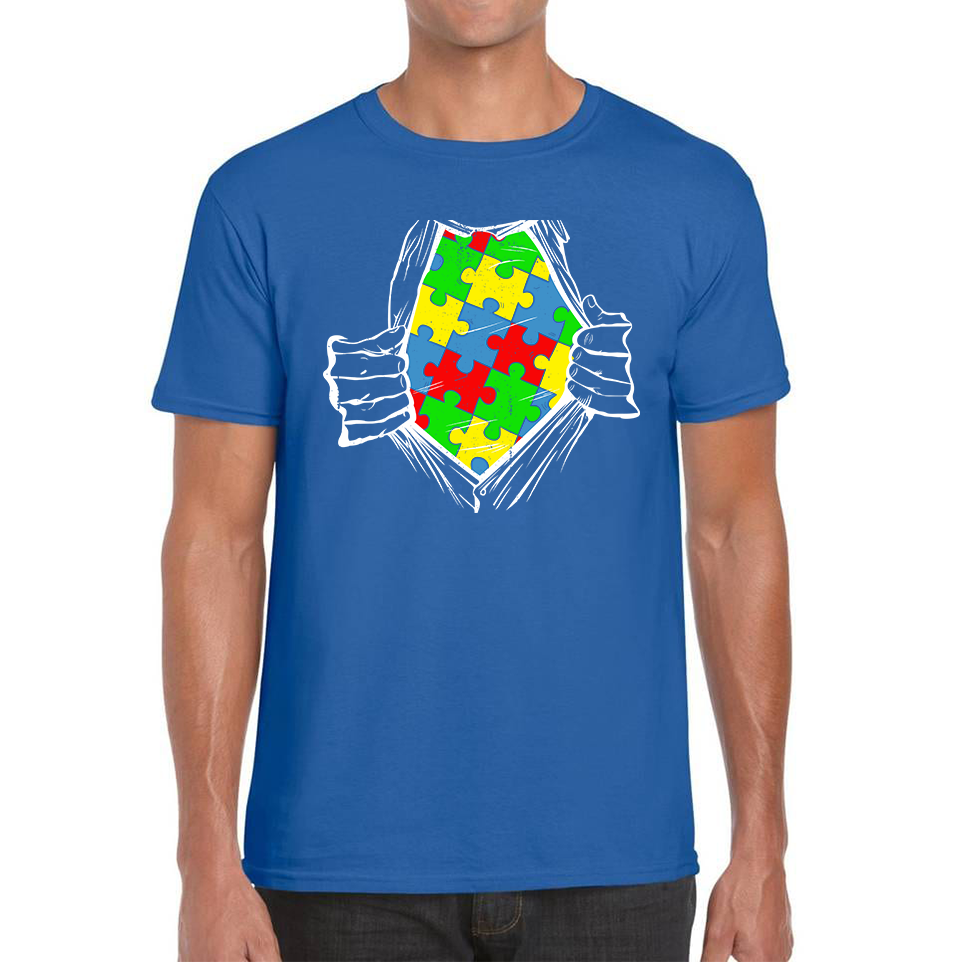 Autism Superhero Special Education Teacher Digital Art Adult T Shirt
