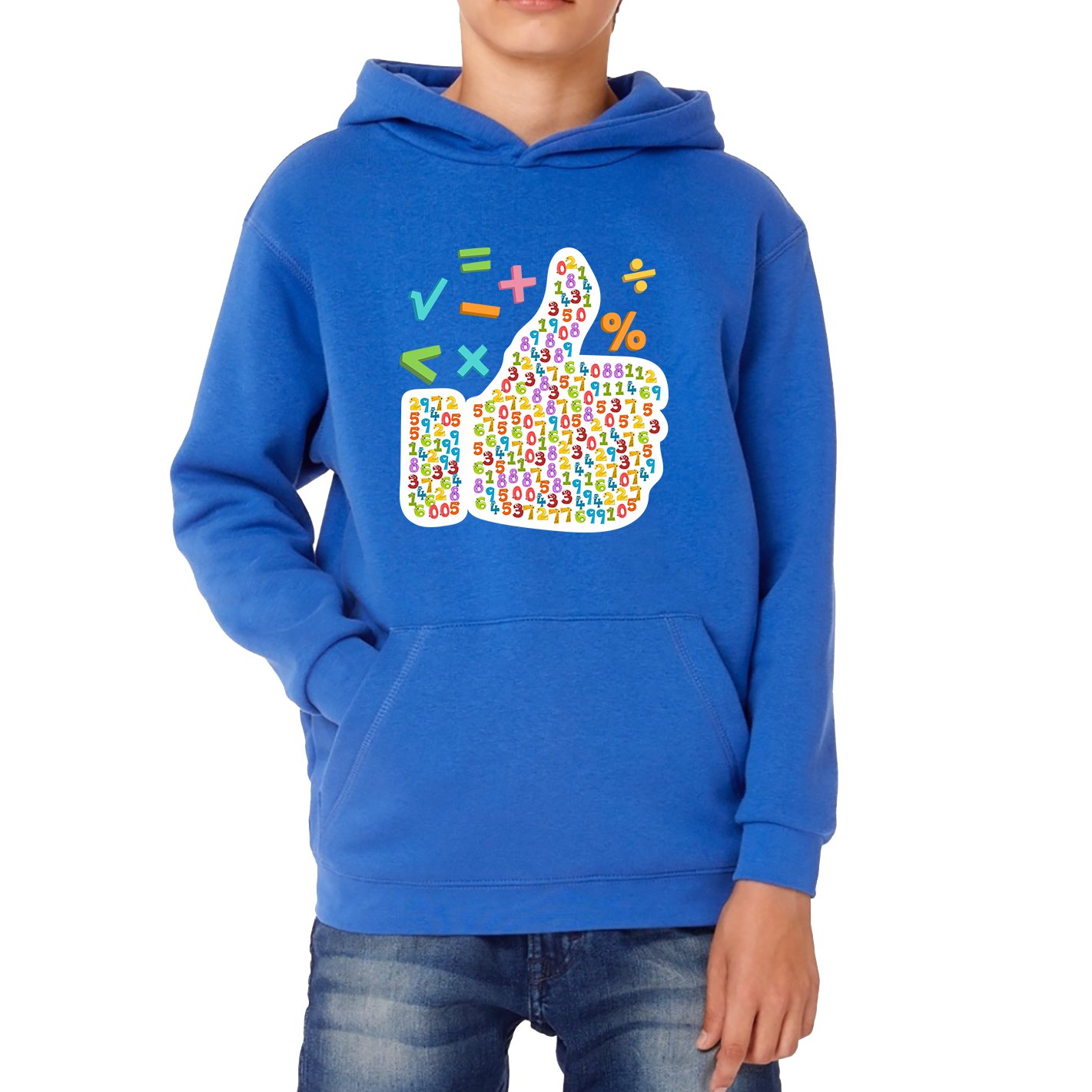 World Numbers Day Maths Day Funny Thumbs Up Colour Numbered Charity Day Kids Hoodie