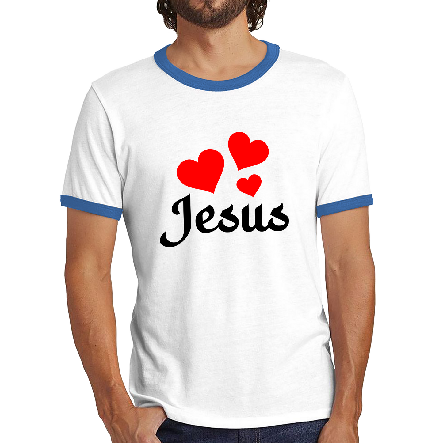 Love Jesus Hearts Jesus Christ Christians Religious Spirituality Believe Ringer T Shirt