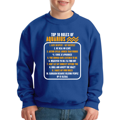 Top 10 Rules Of Aquarius Horoscope Zodiac Astrological Sign Facts Traits Give Respect Get Respect Birthday Present Kids Jumper