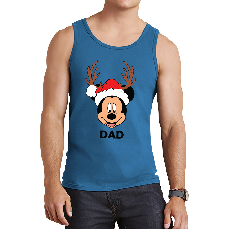 Mickey Mouse Dad Satna Hat Reindeer Father's Day Vest Xmas Funny Father's Day Gift Tank Top
