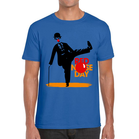 Charlie Chaplin Funny Red Nose Day Adult T Shirt. 50% Goes To Charity