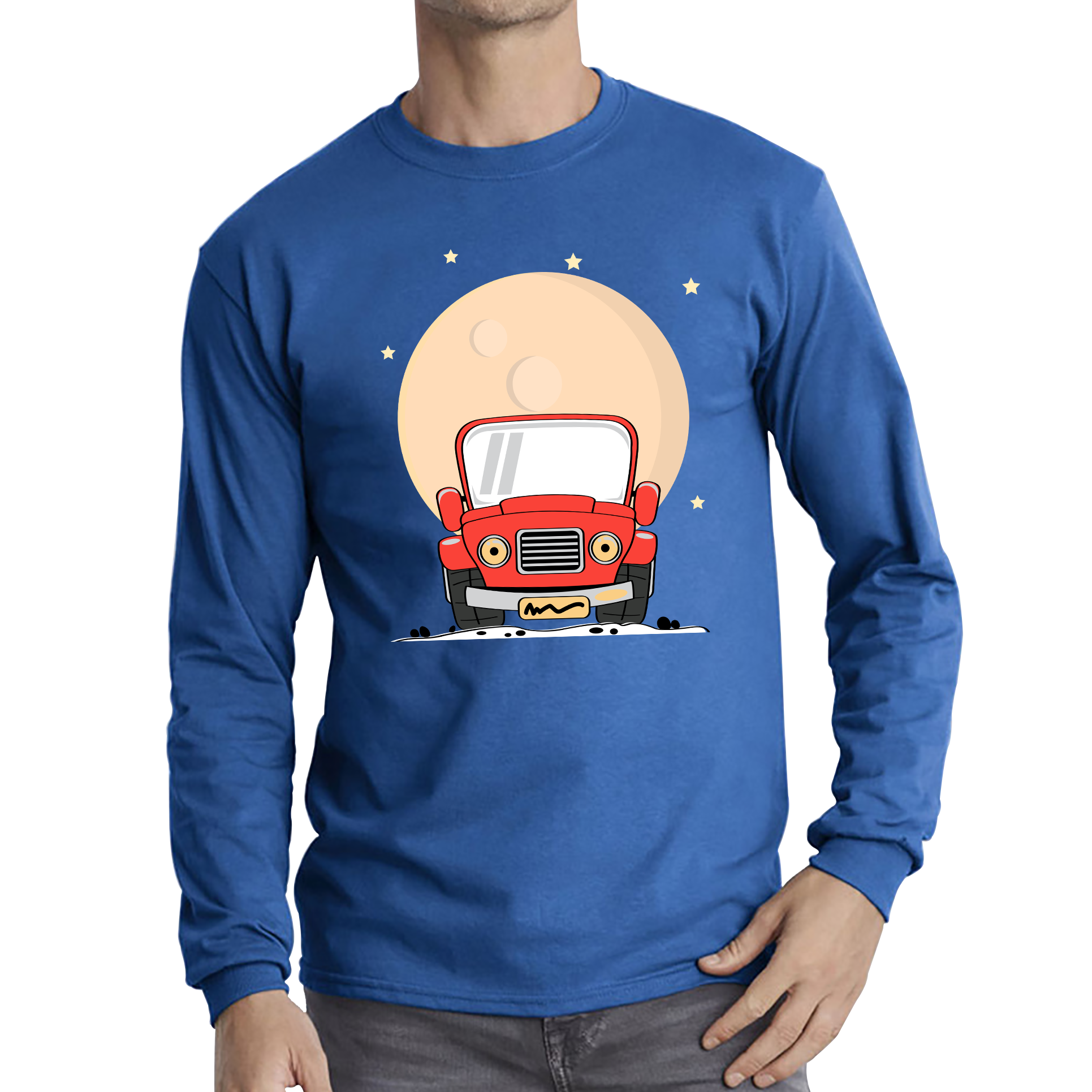 Monster Truck Over The Moon Vintage Truck Moon Long Sleeve T Shirt