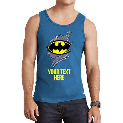 Personalised Your Text Batman Logo Vest DC Comics Superhero Birthday Gifts Tank Top