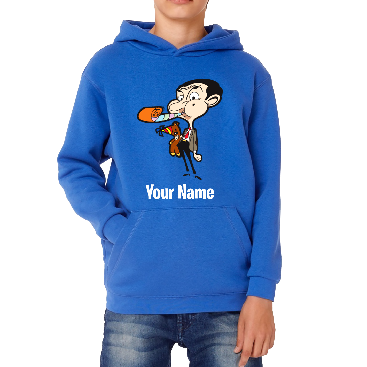 Personalised Mr. Bean Your Custom Name Kids Hoodie