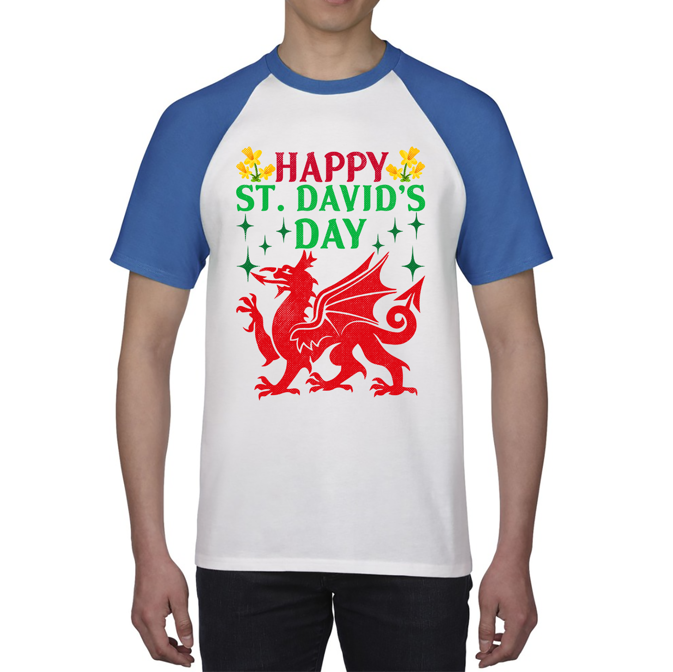 Happy St. David's Day Dragon Welsh Dragon Saint Welsh Language Wales Party Baseball T Shirt