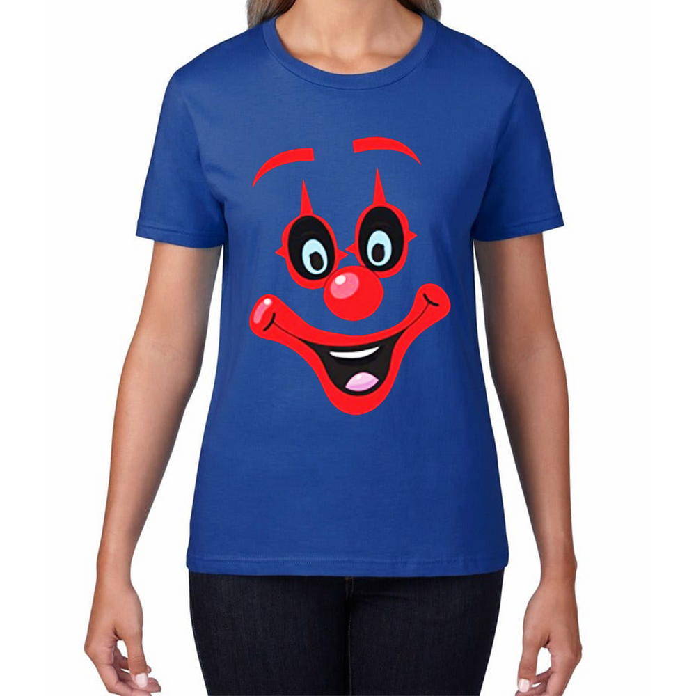 Funny Clown Face Red Nose Day Ladies T Shirt. 50% Goes To Charity