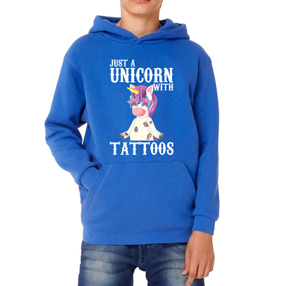 Just A Unicorn With Tattoos Rainbow Horse & Pony Lover Magic Believer Kids Hoodie