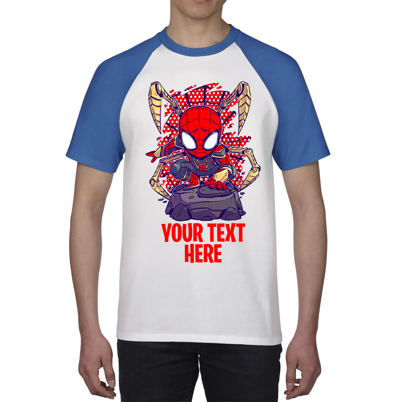 Personalised Your Text Spiderman Shirt Marvel Avenger Superhero Birthday Gift Baseball T Shirt