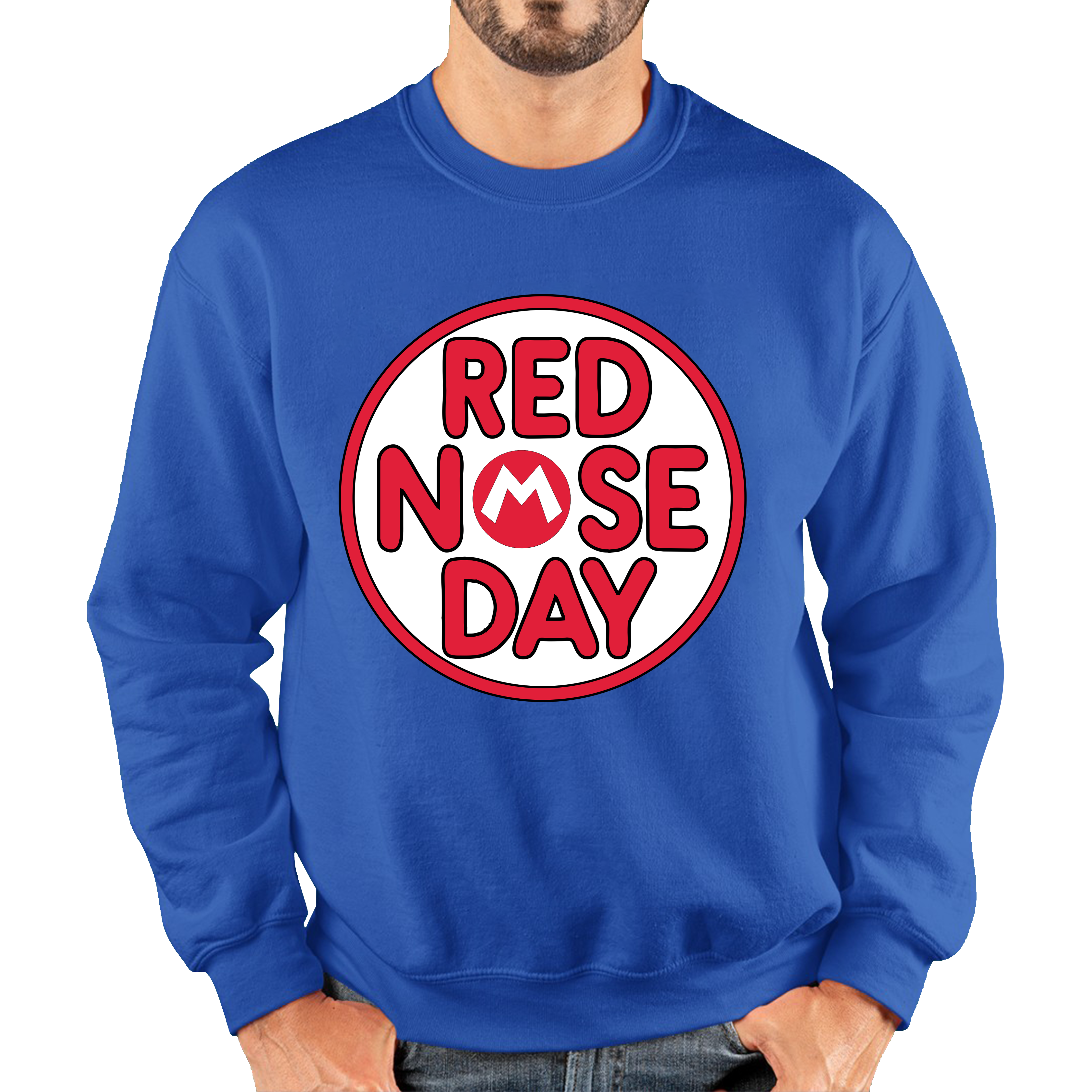 Super Mario Red Nose Day Adult Sweatshirt. 50% Goes To Charity