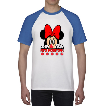 Disney Minnie Mouse Red Nose Day Baseball T Shirt. 50% Goes To Charity