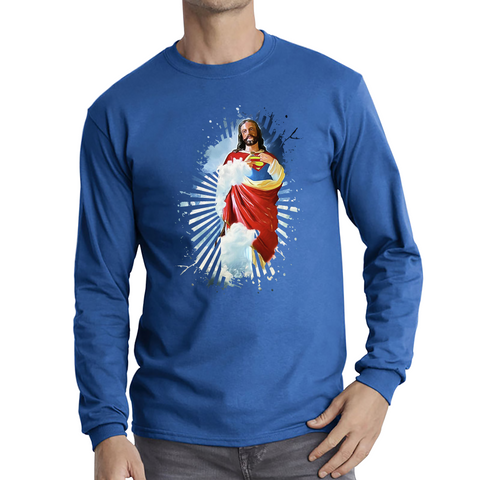 Jesus Christ Superman Shirt Superman Inspired Spoof Avengers Superhero Christian Gift Long Sleeve T Shirt