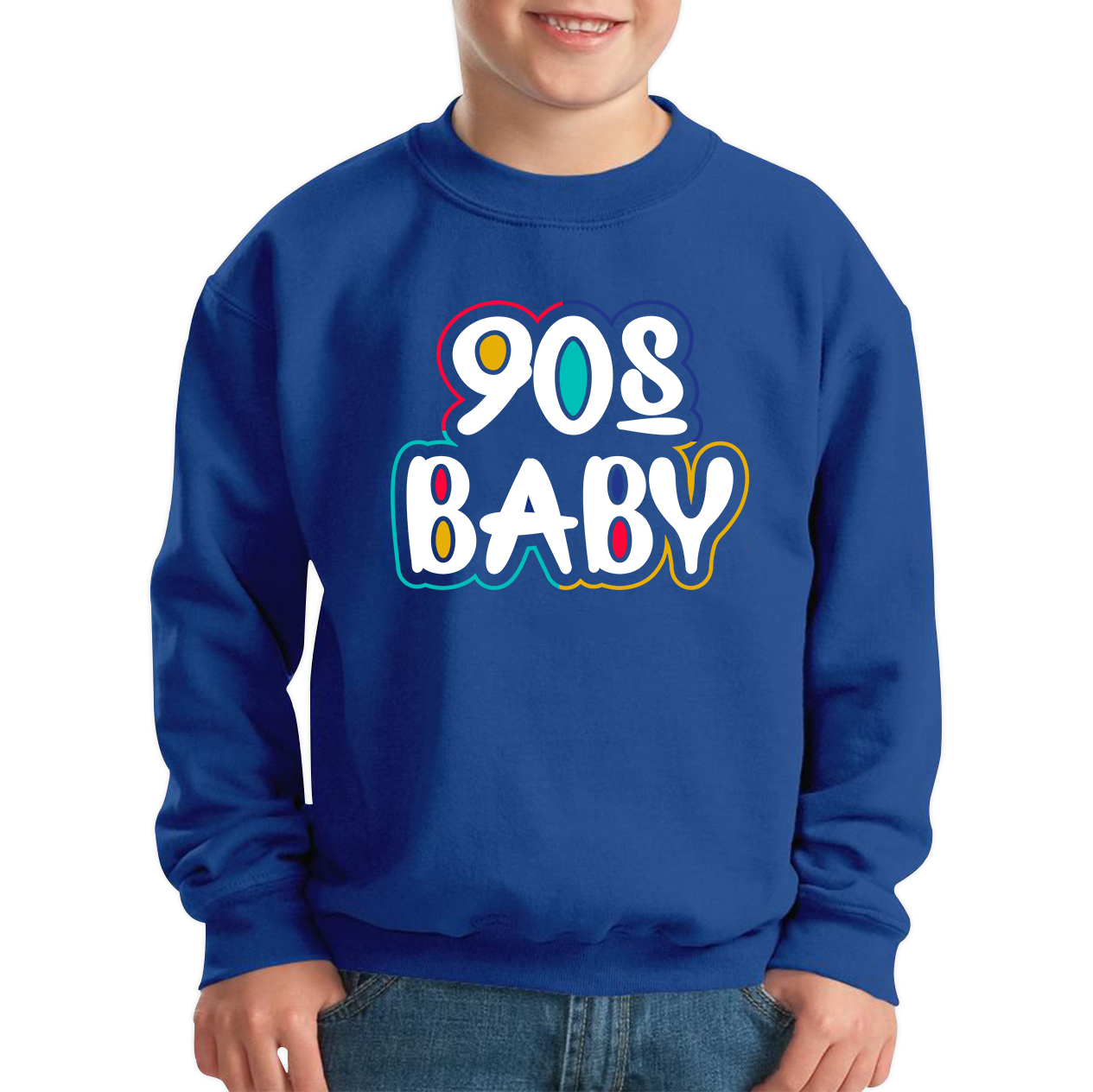 90s Baby Jumper Awesome cool 90's baby fashion Vintag Funny Joke Novelty Design Kids Sweatshirt