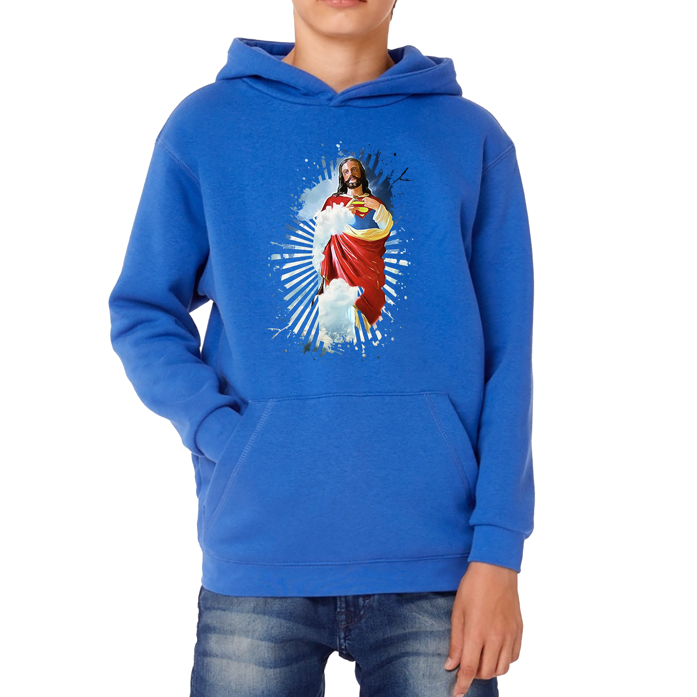 Jesus Christ Superman Hoodie Superman Inspired Spoof Avengers Superhero Christian Gift Kids Hoodie