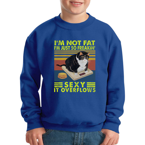 I’m Not Fat I’m Just So Freakin Sexy It Overflows Cat Vintage Retro Kids Sweatshirt