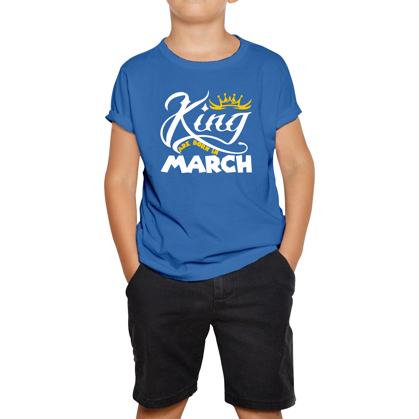 King Are Born In March Funny Birthday Month March Birthday Sayings Quotes Kids Tee