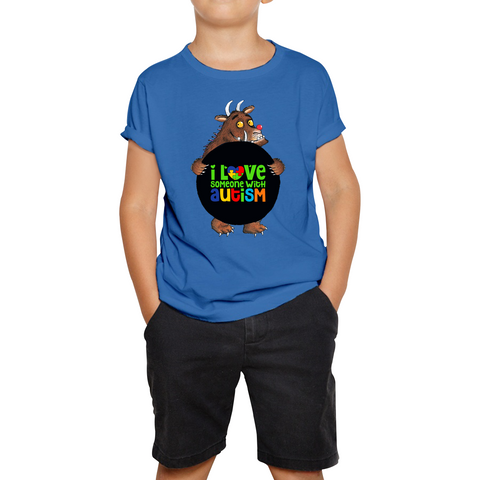I Love Someone With Autism The Gruffalo Red Nose Day Kids T Shirt. 50% Goes To Charity