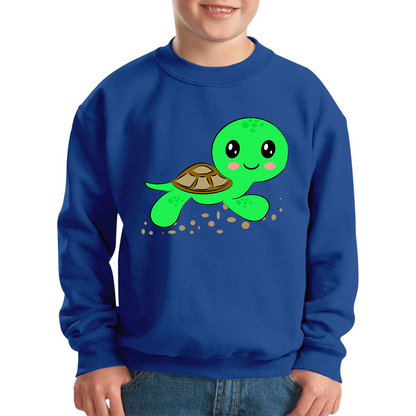 Swimming Cartoon Turtle, Funny Cute Little Sea Turtle Kids Jumper