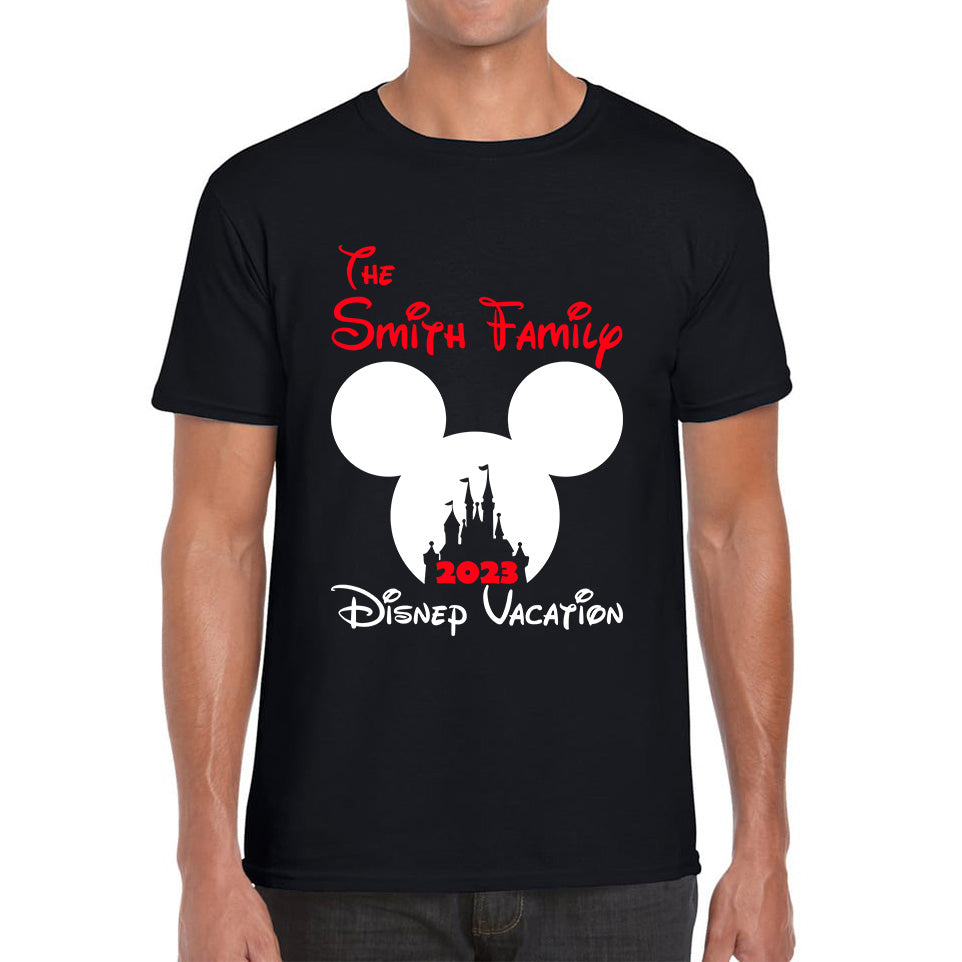 Personalized Your Name Family 2023 Disney Vacation Mickey Mouse Minnie Mouse Disney Castle Magical Kingdom Cartoon Disneyland Trip Mens Tee Top