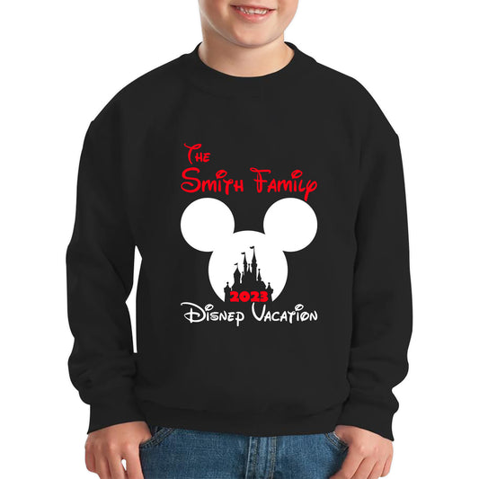 Personalized Your Name Family 2023 Disney Vacation Mickey Mouse Minnie Mouse Disney Castle Magical Kingdom Cartoon Disneyland Trip Kids Jumper