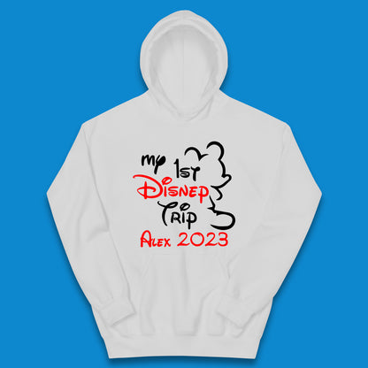 Personalised My 1st Disney Trip Disney Mickey Mouse Minnie Mouse Your Name Disneyland Trip Vacations Kids Hoodie