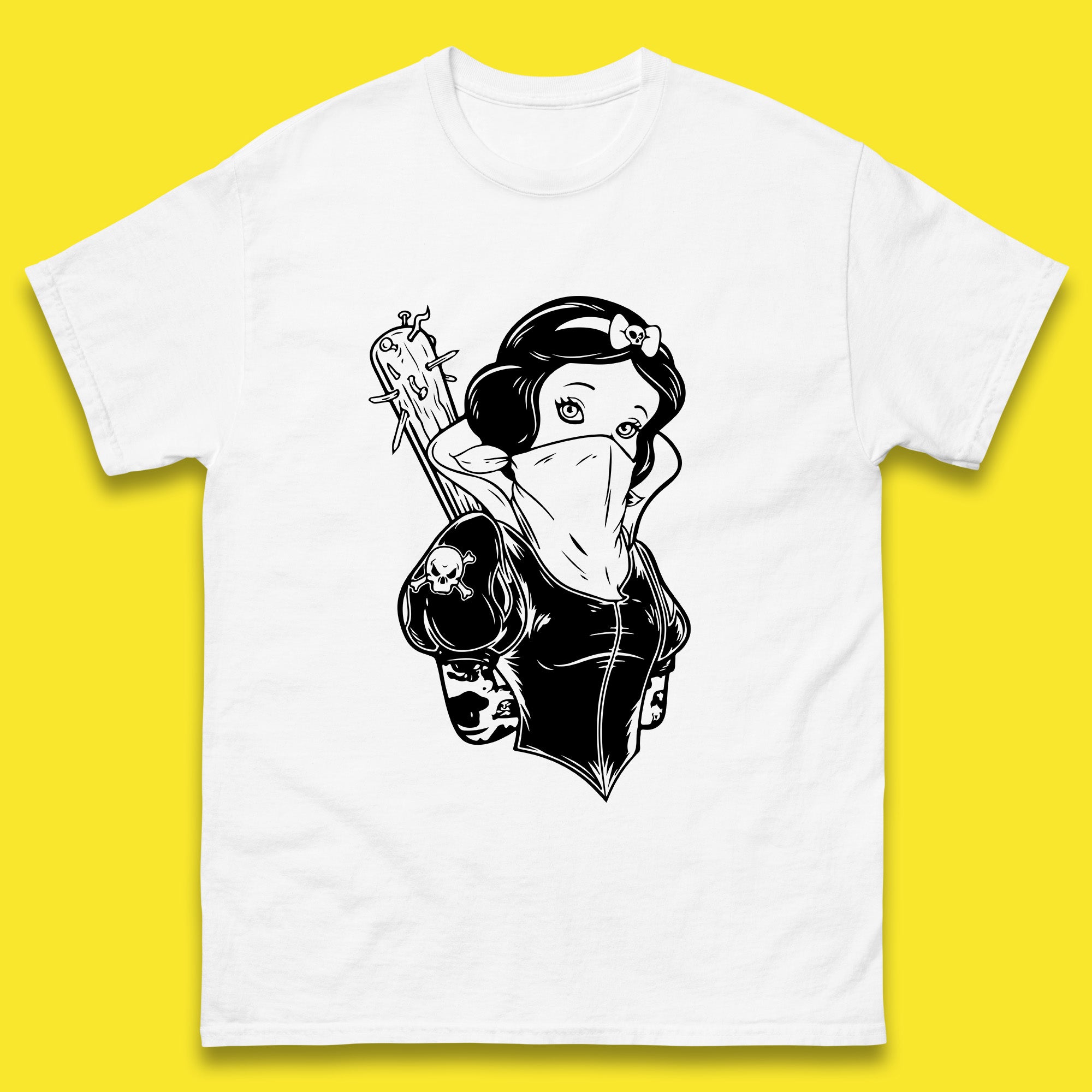 Not So Snow White Twisted Rock Parody Disney Princess Gangster Skull Tattoo Punk Princess Tattooed Emo Alice In A Jack Mens Tee Top