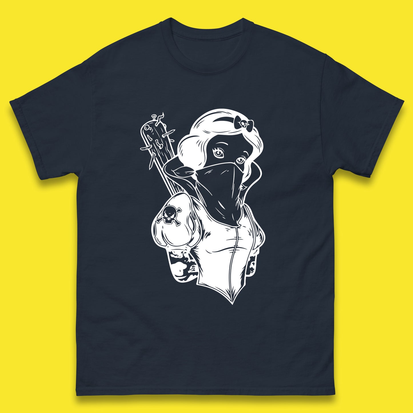 Not So Snow White Twisted Rock Parody Disney Princess Gangster Skull Tattoo Punk Princess Tattooed Emo Alice In A Jack Mens Tee Top