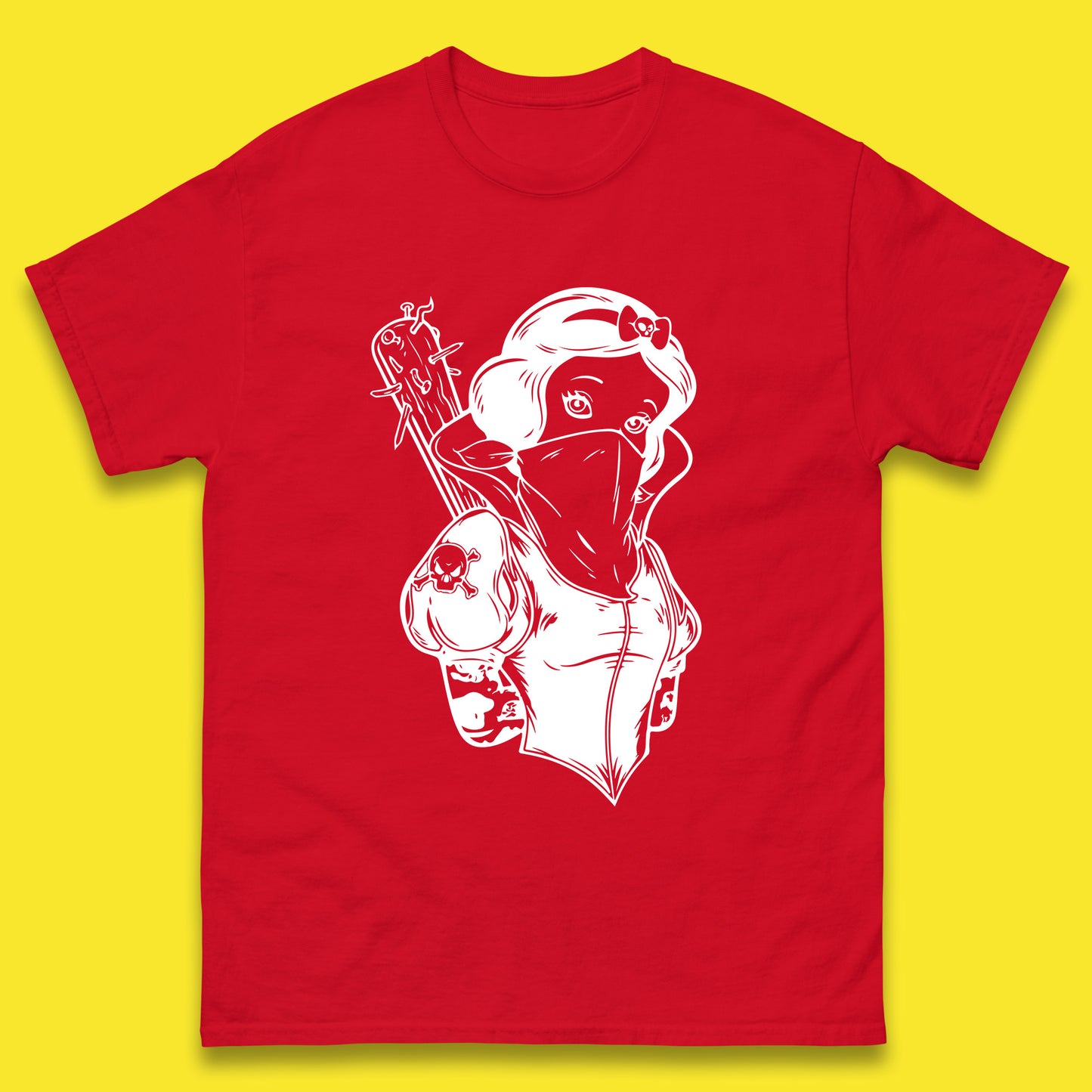 Not So Snow White Twisted Rock Parody Disney Princess Gangster Skull Tattoo Punk Princess Tattooed Emo Alice In A Jack Mens Tee Top