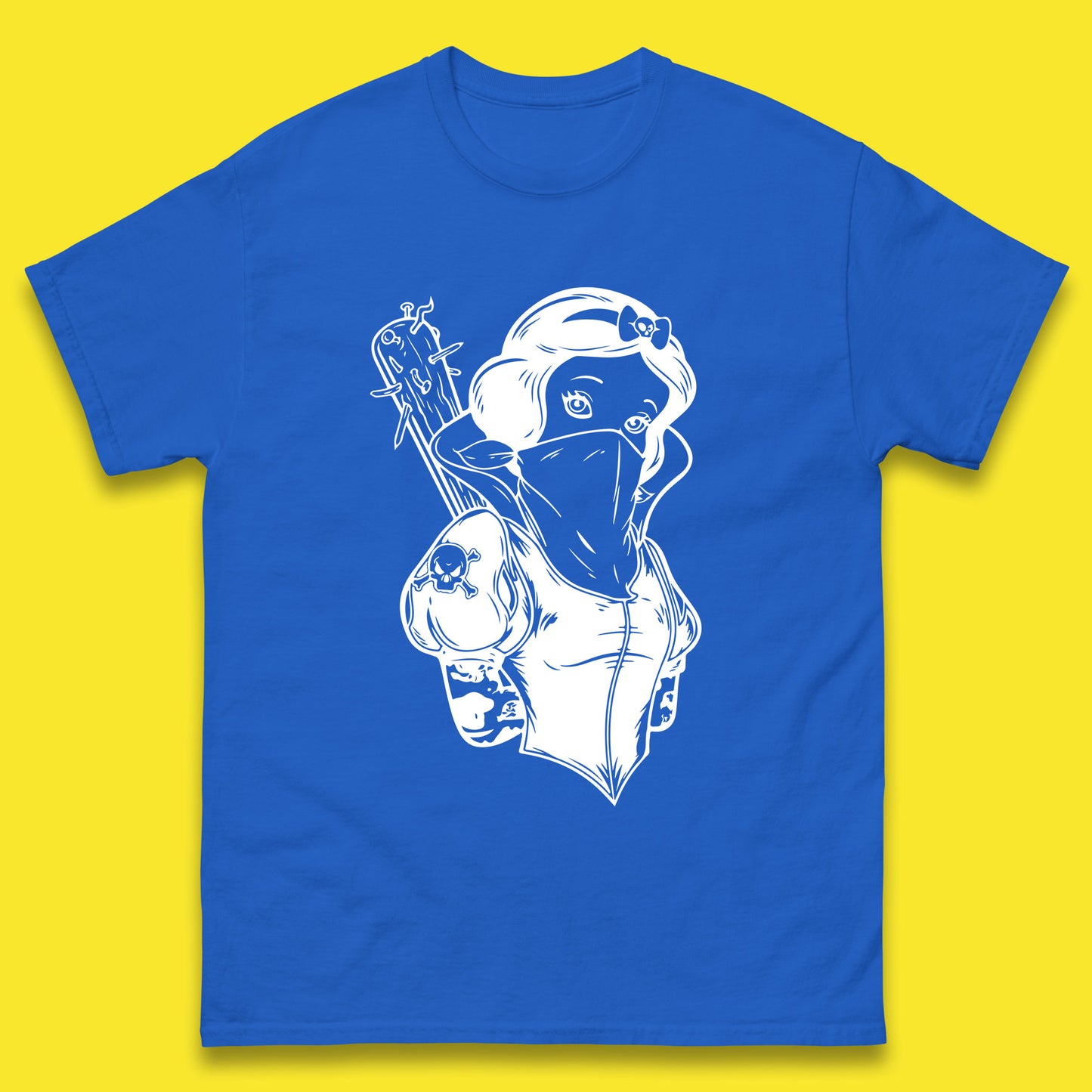 Not So Snow White Twisted Rock Parody Disney Princess Gangster Skull Tattoo Punk Princess Tattooed Emo Alice In A Jack Mens Tee Top