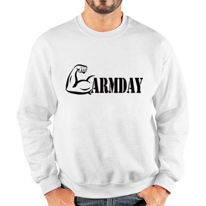 Arm Day Gym Weightlifting Fitness Gym Workout training bodybuilding Work Hard Unisex Sweatshirt