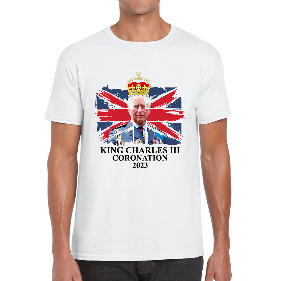 King Charles III Coronation 2023 British Flag Royal Crown God Save The King Royal Cypher Mens Tee Top