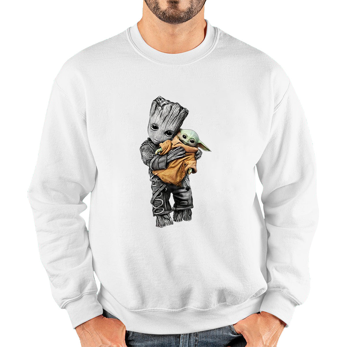 Baby Groot Holding Baby Yoda Avengers Hero Star Avenger Jedi Wars Star Wars Day 46th Anniversary Unisex Sweatshirt