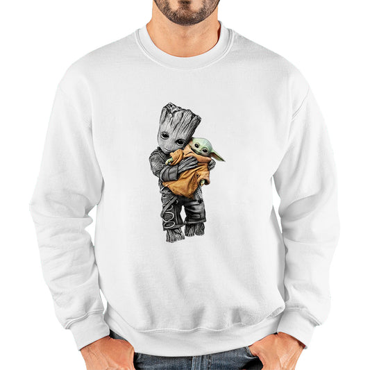 Baby Groot Holding Baby Yoda Avengers Hero Star Avenger Jedi Wars Star Wars Day 46th Anniversary Unisex Sweatshirt