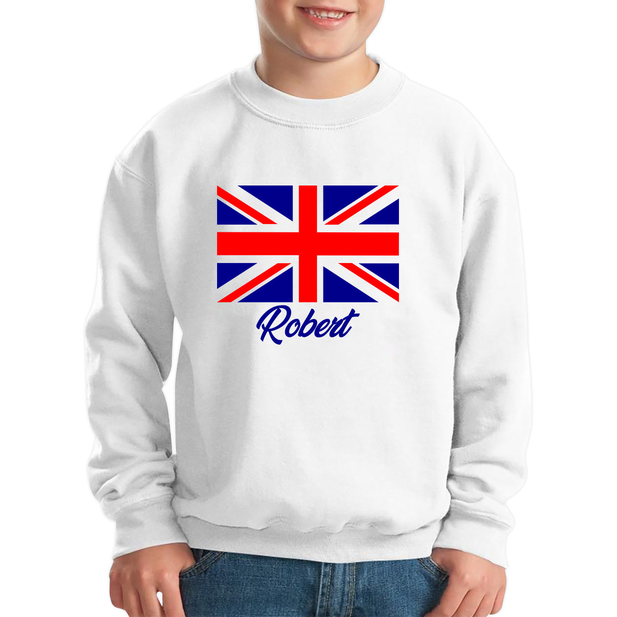 Personalised UK United Kingdom Flag Your Name Great Britain Union Jack Patriotism Proud British Citizen Long Live UK Forever Kids Jumper