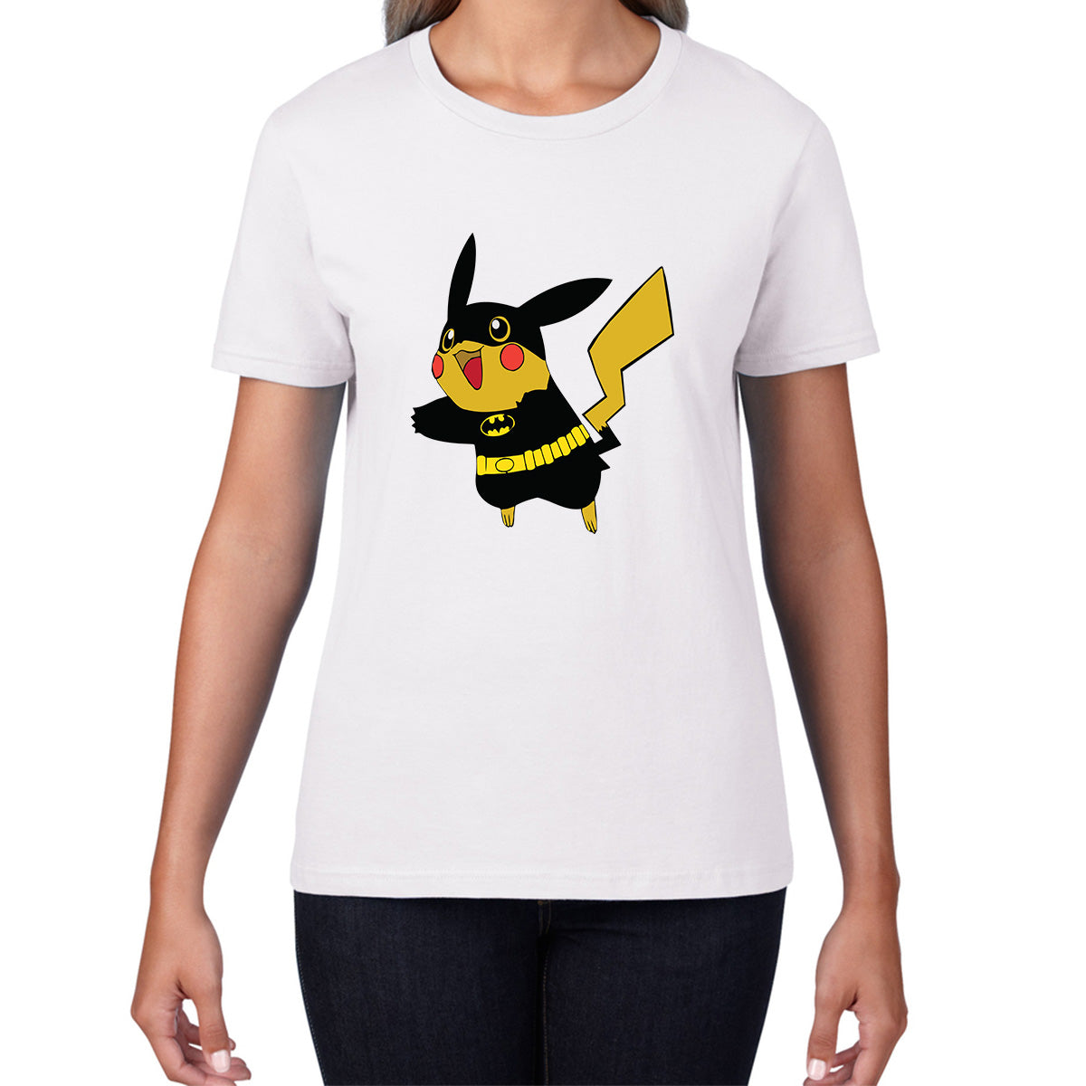 Pokémon Pikachu Batman Dc Comics Pikachu X Batman Mashup Pika-Bat Parody Womens Tee Top