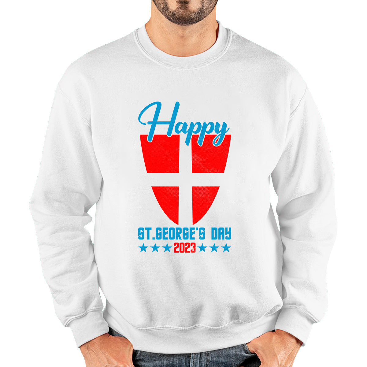 Happy St George's Day 2023 Saint George Cross Shield England Flag Religious Warriors St George Day Unisex Sweatshirt