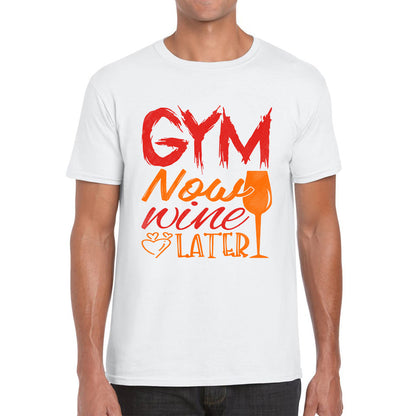 Gym Now Wine Latter Funny Gym Fitness Workout Sarcastic Wine Quotes Wine Lovers Mens Tee Top
