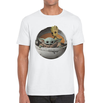 Grogu Baby Yoda And Baby Groot The Mandalorian Disney Star Wars Child In Hover Pod Pram Disney Star Wars Day 46th Anniversary Mens Tee Top