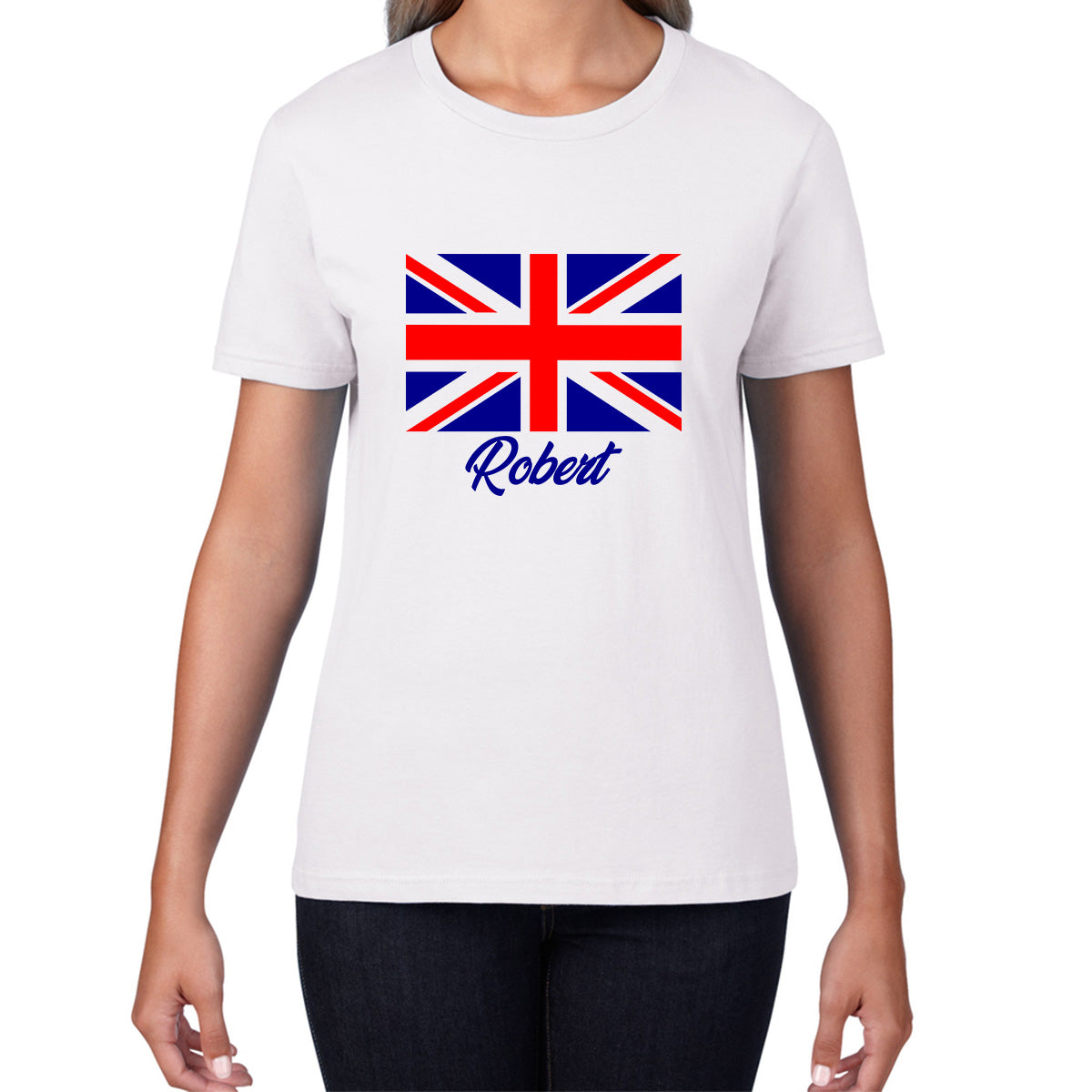 Personalised UK United Kingdom Flag Your Name Great Britain Union Jack Patriotism Proud British Citizen Long Live UK Forever Womens Tee Top