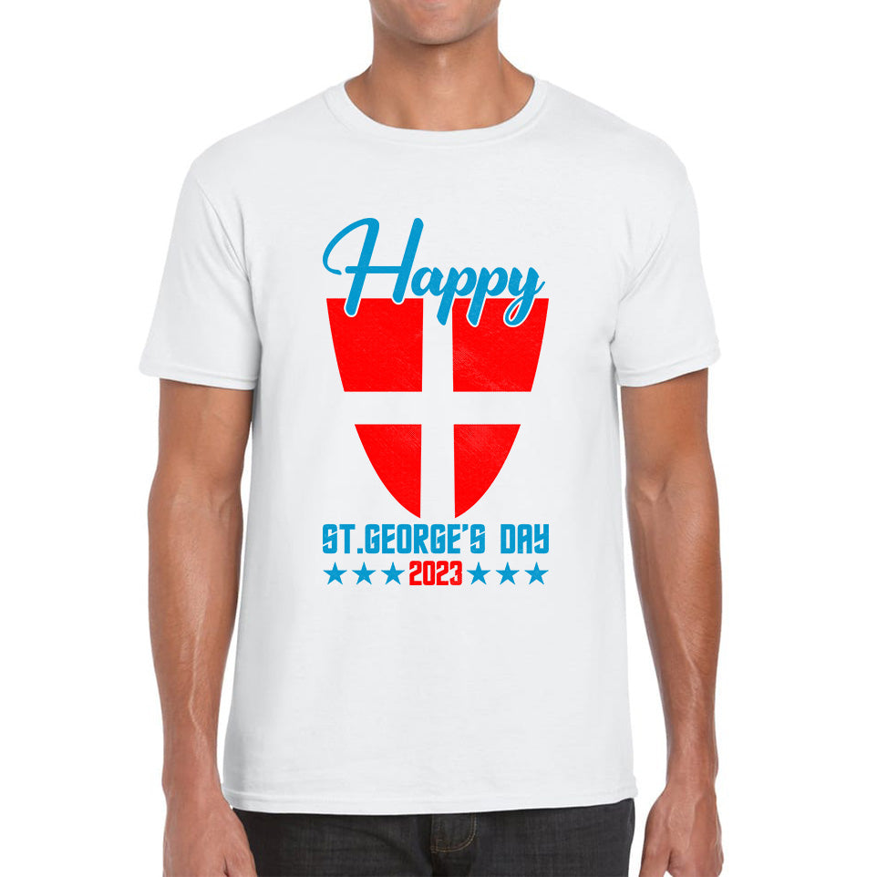 Happy St George's Day 2023 Saint George Cross Shield England Flag Religious Warriors St George Day Mens Tee Top